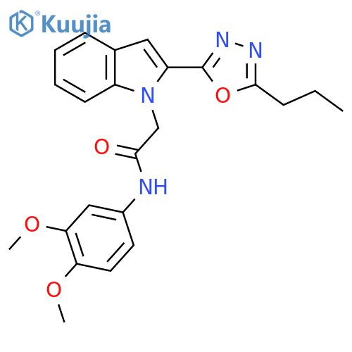 N-(3,4-dimethoxyphenyl)-2-2-(5-propyl-1,3,4-oxadiazol-2-yl)-1H-indol-1-ylacetamide structure