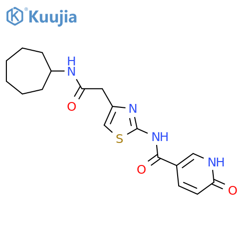 N-{4-(cycloheptylcarbamoyl)methyl-1,3-thiazol-2-yl}-6-oxo-1,6-dihydropyridine-3-carboxamide structure