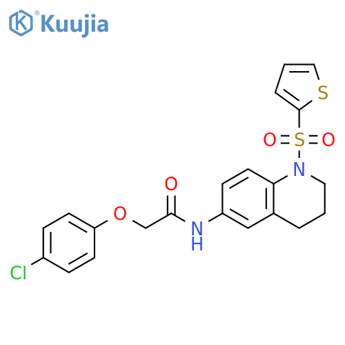 2-(4-chlorophenoxy)-N-1-(thiophene-2-sulfonyl)-1,2,3,4-tetrahydroquinolin-6-ylacetamide structure
