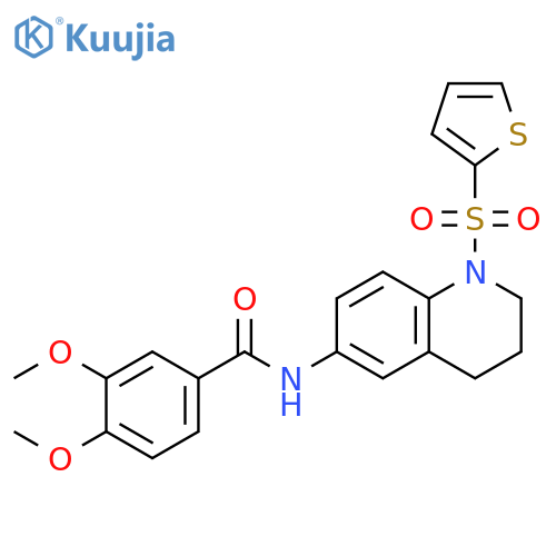 3,4-dimethoxy-N-1-(thiophene-2-sulfonyl)-1,2,3,4-tetrahydroquinolin-6-ylbenzamide structure
