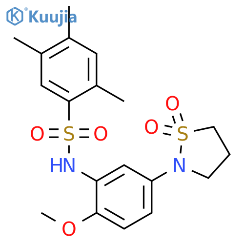 N-5-(1,1-dioxo-1lambda6,2-thiazolidin-2-yl)-2-methoxyphenyl-2,4,5-trimethylbenzene-1-sulfonamide structure