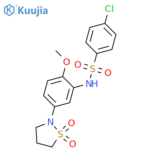 4-chloro-N-5-(1,1-dioxo-1lambda6,2-thiazolidin-2-yl)-2-methoxyphenylbenzene-1-sulfonamide structure