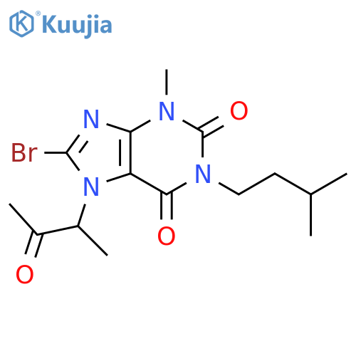 8-bromo-3-methyl-1-(3-methylbutyl)-7-(3-oxobutan-2-yl)-2,3,6,7-tetrahydro-1H-purine-2,6-dione structure