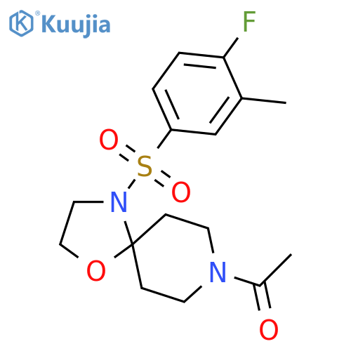 1-4-(4-fluoro-3-methylbenzenesulfonyl)-1-oxa-4,8-diazaspiro4.5decan-8-ylethan-1-one structure