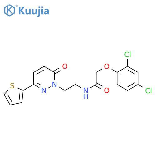 2-(2,4-dichlorophenoxy)-N-{2-6-oxo-3-(thiophen-2-yl)-1,6-dihydropyridazin-1-ylethyl}acetamide structure