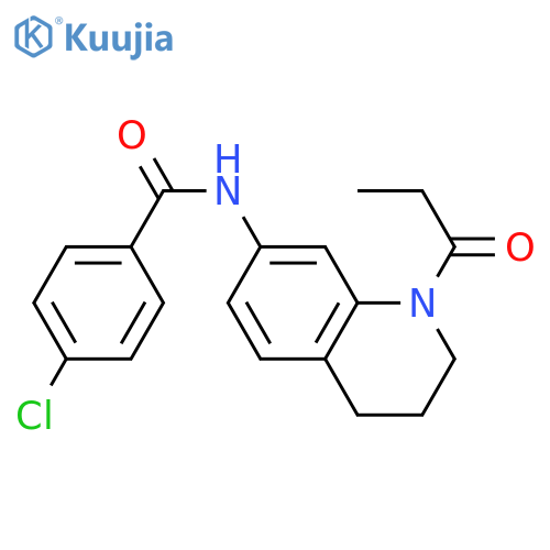4-chloro-N-(1-propanoyl-1,2,3,4-tetrahydroquinolin-7-yl)benzamide structure