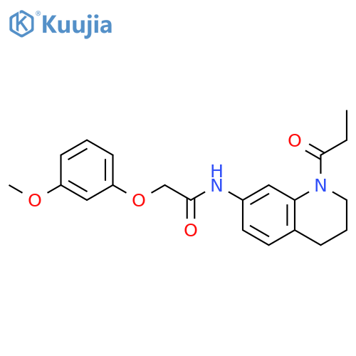 2-(3-methoxyphenoxy)-N-(1-propanoyl-1,2,3,4-tetrahydroquinolin-7-yl)acetamide structure