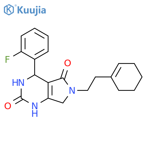 6-2-(cyclohex-1-en-1-yl)ethyl-4-(2-fluorophenyl)-1H,2H,3H,4H,5H,6H,7H-pyrrolo3,4-dpyrimidine-2,5-dione structure
