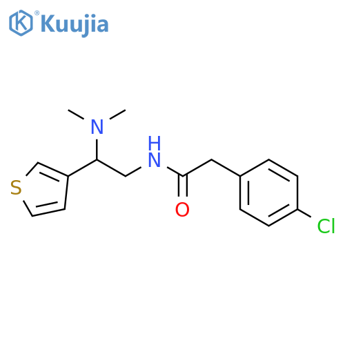 2-(4-chlorophenyl)-N-2-(dimethylamino)-2-(thiophen-3-yl)ethylacetamide structure