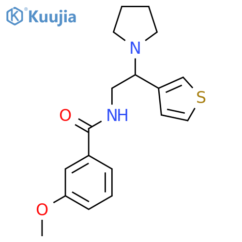 3-methoxy-N-2-(pyrrolidin-1-yl)-2-(thiophen-3-yl)ethylbenzamide structure