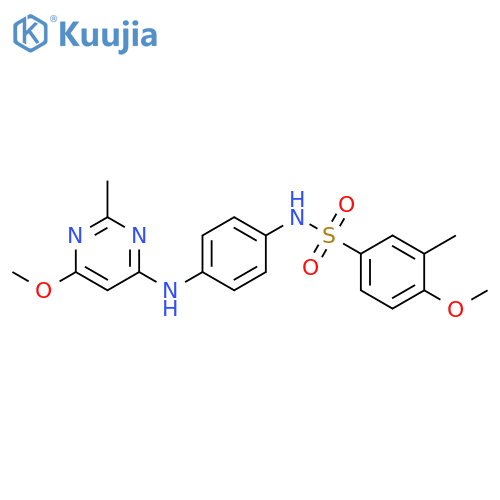 4-methoxy-N-{4-(6-methoxy-2-methylpyrimidin-4-yl)aminophenyl}-3-methylbenzene-1-sulfonamide structure