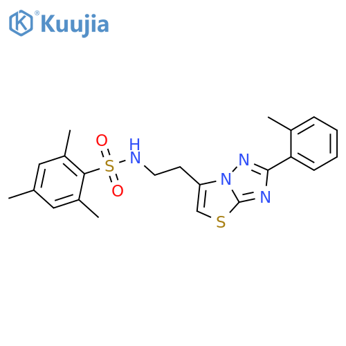 2,4,6-trimethyl-N-{2-2-(2-methylphenyl)-1,2,4triazolo3,2-b1,3thiazol-6-ylethyl}benzene-1-sulfonamide structure