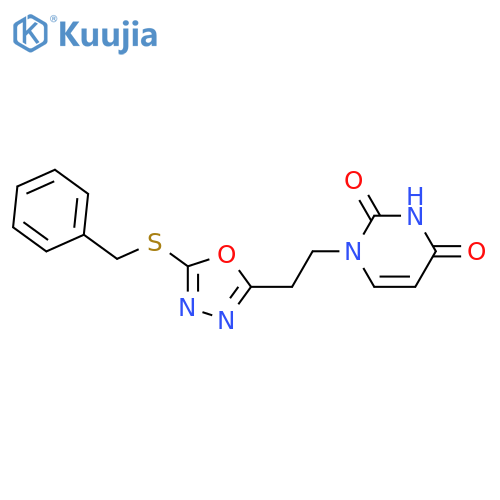 1-{2-5-(benzylsulfanyl)-1,3,4-oxadiazol-2-ylethyl}-1,2,3,4-tetrahydropyrimidine-2,4-dione structure