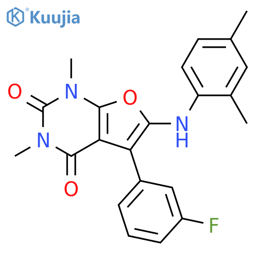 6-(2,4-dimethylanilino)-5-(3-fluorophenyl)-1,3-dimethylfuro[2,3-d]pyrimidine-2,4-dione structure