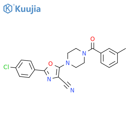 2-(4-chlorophenyl)-5-4-(3-methylbenzoyl)piperazin-1-yl-1,3-oxazole-4-carbonitrile structure
