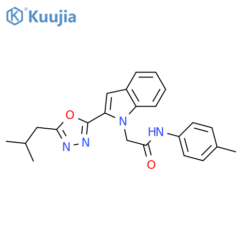 N-(4-methylphenyl)-2-{2-5-(2-methylpropyl)-1,3,4-oxadiazol-2-yl-1H-indol-1-yl}acetamide structure