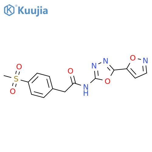 2-(4-methanesulfonylphenyl)-N-5-(1,2-oxazol-5-yl)-1,3,4-oxadiazol-2-ylacetamide structure