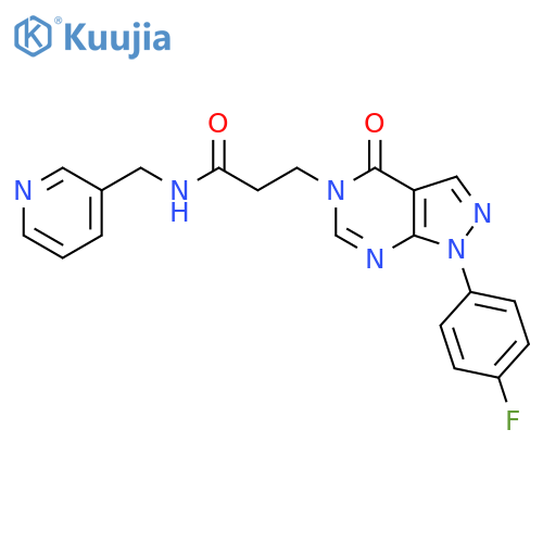 3-1-(4-fluorophenyl)-4-oxo-1H,4H,5H-pyrazolo3,4-dpyrimidin-5-yl-N-(pyridin-3-yl)methylpropanamide structure