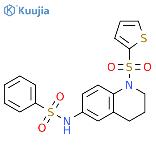 N-1-(thiophene-2-sulfonyl)-1,2,3,4-tetrahydroquinolin-6-ylbenzenesulfonamide structure