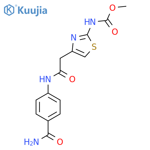 methyl N-(4-{(4-carbamoylphenyl)carbamoylmethyl}-1,3-thiazol-2-yl)carbamate structure