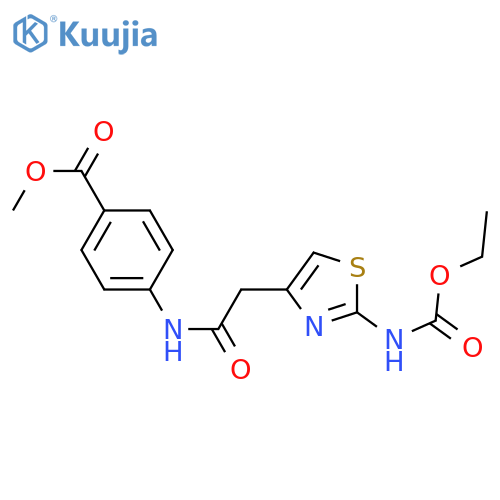 methyl 4-(2-{2-(ethoxycarbonyl)amino-1,3-thiazol-4-yl}acetamido)benzoate structure