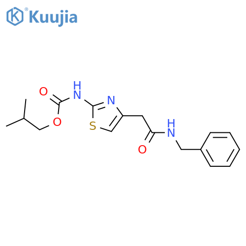 2-methylpropyl N-{4-(benzylcarbamoyl)methyl-1,3-thiazol-2-yl}carbamate structure