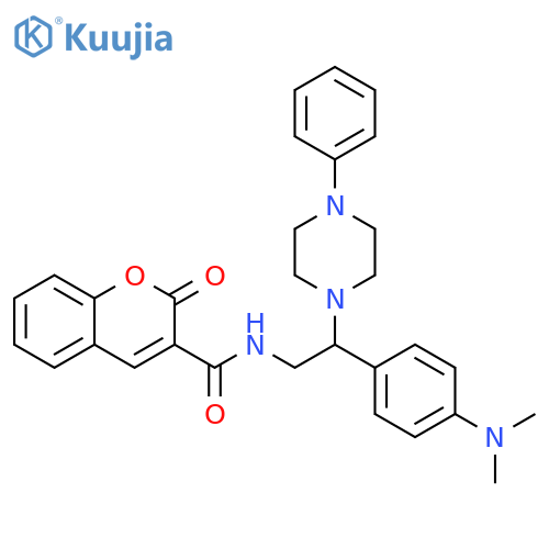 N-{2-4-(dimethylamino)phenyl-2-(4-phenylpiperazin-1-yl)ethyl}-2-oxo-2H-chromene-3-carboxamide structure