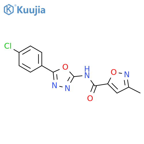 N-5-(4-chlorophenyl)-1,3,4-oxadiazol-2-yl-3-methyl-1,2-oxazole-5-carboxamide structure