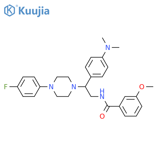 N-{2-4-(dimethylamino)phenyl-2-4-(4-fluorophenyl)piperazin-1-ylethyl}-3-methoxybenzamide structure