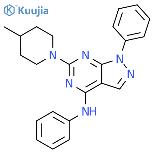6-(4-methylpiperidin-1-yl)-N,1-diphenyl-1H-pyrazolo3,4-dpyrimidin-4-amine structure