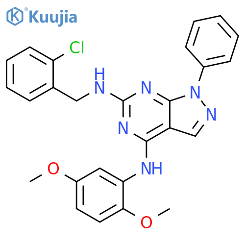 N6-(2-chlorophenyl)methyl-N4-(2,5-dimethoxyphenyl)-1-phenyl-1H-pyrazolo3,4-dpyrimidine-4,6-diamine structure