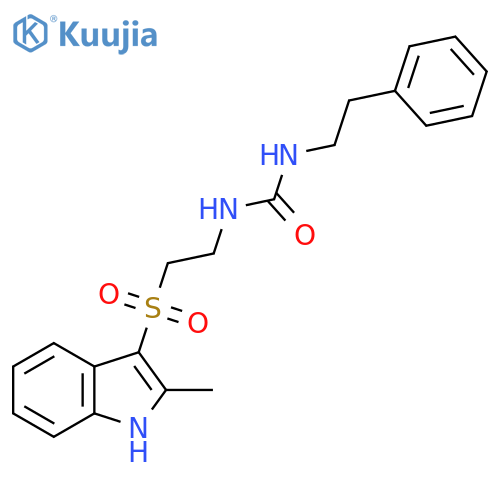 3-{2-(2-methyl-1H-indol-3-yl)sulfonylethyl}-1-(2-phenylethyl)urea structure