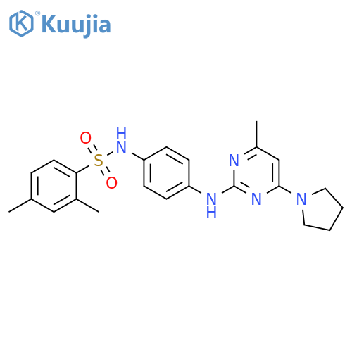 2,4-dimethyl-N-(4-{4-methyl-6-(pyrrolidin-1-yl)pyrimidin-2-ylamino}phenyl)benzene-1-sulfonamide structure
