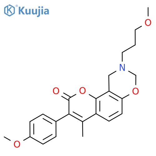3-(4-methoxyphenyl)-9-(3-methoxypropyl)-4-methyl-2H,8H,9H,10H-chromeno8,7-e1,3oxazin-2-one structure