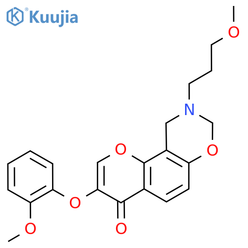3-(2-methoxyphenoxy)-9-(3-methoxypropyl)-4H,8H,9H,10H-chromeno8,7-e1,3oxazin-4-one structure