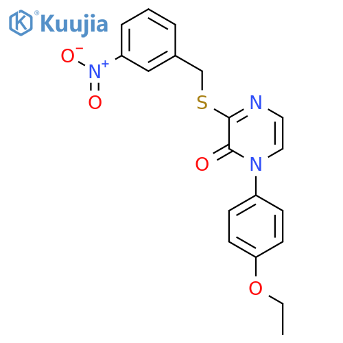 1-(4-ethoxyphenyl)-3-{(3-nitrophenyl)methylsulfanyl}-1,2-dihydropyrazin-2-one structure