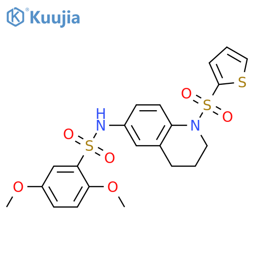 2,5-dimethoxy-N-1-(thiophene-2-sulfonyl)-1,2,3,4-tetrahydroquinolin-6-ylbenzene-1-sulfonamide structure