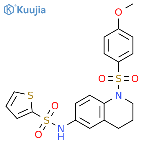 N-1-(4-methoxybenzenesulfonyl)-1,2,3,4-tetrahydroquinolin-6-ylthiophene-2-sulfonamide structure