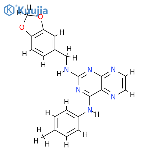 N2-(2H-1,3-benzodioxol-5-yl)methyl-N4-(4-methylphenyl)pteridine-2,4-diamine structure