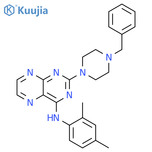 2-(4-benzylpiperazin-1-yl)-N-(2,4-dimethylphenyl)pteridin-4-amine structure