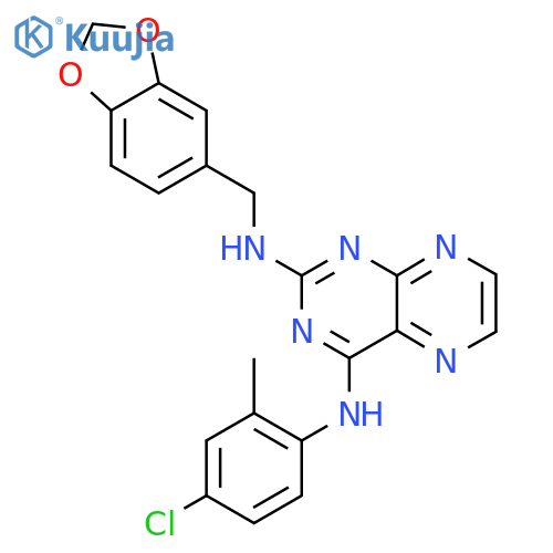 N2-(2H-1,3-benzodioxol-5-yl)methyl-N4-(4-chloro-2-methylphenyl)pteridine-2,4-diamine structure