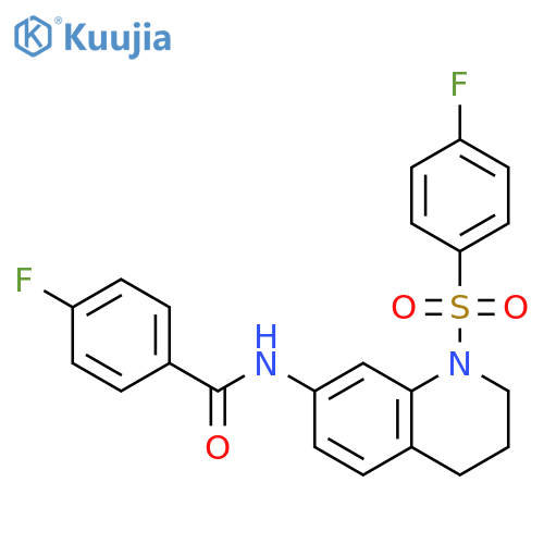 4-fluoro-N-1-(4-fluorobenzenesulfonyl)-1,2,3,4-tetrahydroquinolin-7-ylbenzamide structure