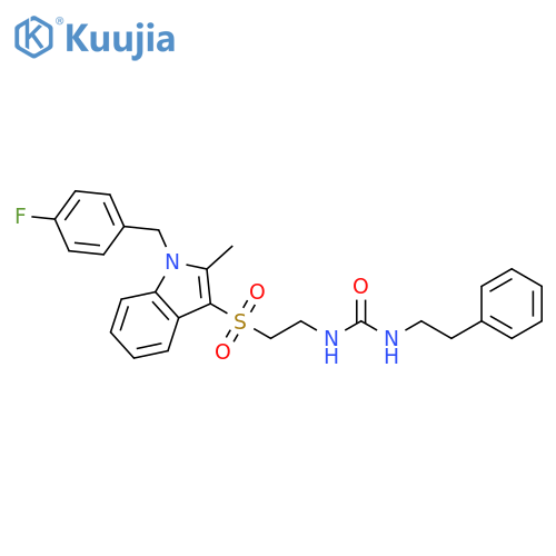 3-2-({1-(4-fluorophenyl)methyl-2-methyl-1H-indol-3-yl}sulfonyl)ethyl-1-(2-phenylethyl)urea structure