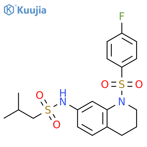 N-1-(4-fluorobenzenesulfonyl)-1,2,3,4-tetrahydroquinolin-7-yl-2-methylpropane-1-sulfonamide structure
