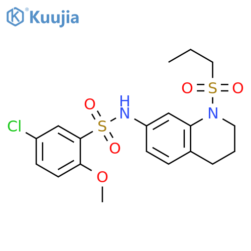 5-chloro-2-methoxy-N-1-(propane-1-sulfonyl)-1,2,3,4-tetrahydroquinolin-7-ylbenzene-1-sulfonamide structure