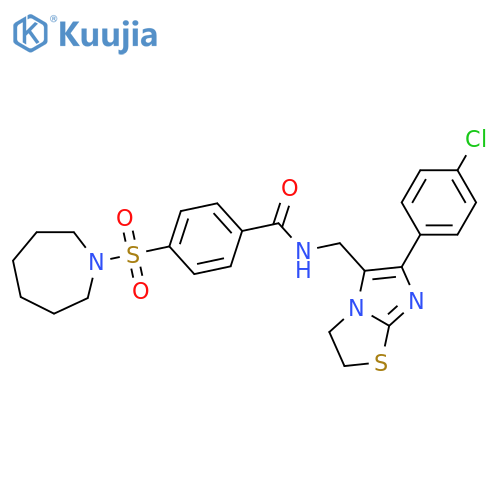 4-(azepane-1-sulfonyl)-N-{6-(4-chlorophenyl)-2H,3H-imidazo2,1-b1,3thiazol-5-ylmethyl}benzamide structure