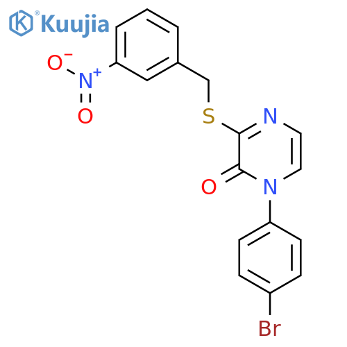 1-(4-bromophenyl)-3-{(3-nitrophenyl)methylsulfanyl}-1,2-dihydropyrazin-2-one structure