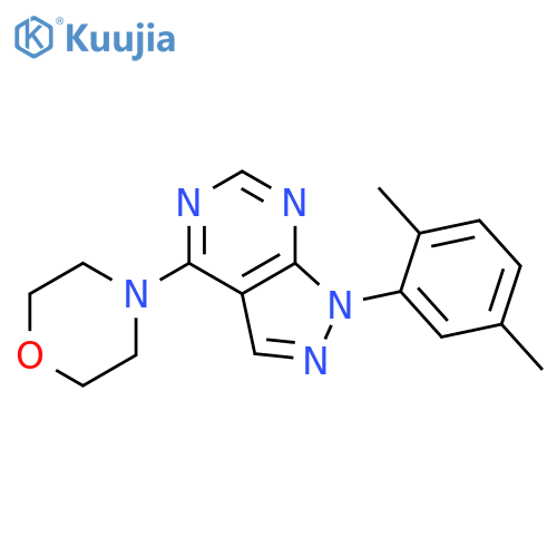 4-1-(2,5-dimethylphenyl)-1H-pyrazolo3,4-dpyrimidin-4-ylmorpholine structure