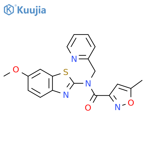 N-(6-methoxy-1,3-benzothiazol-2-yl)-5-methyl-N-(pyridin-2-yl)methyl-1,2-oxazole-3-carboxamide structure