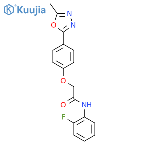 N-(2-fluorophenyl)-2-4-(5-methyl-1,3,4-oxadiazol-2-yl)phenoxyacetamide structure